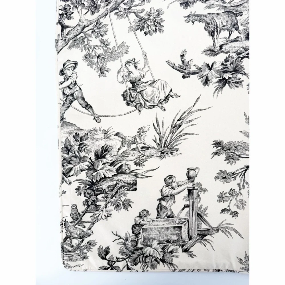 Set 2 Country Curtains French Country Toile Pillow Shams Standard Ivory/Black